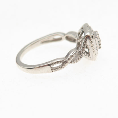 925 Sterling Silver Real Round-Cut Diamond Promise Ring Size 7