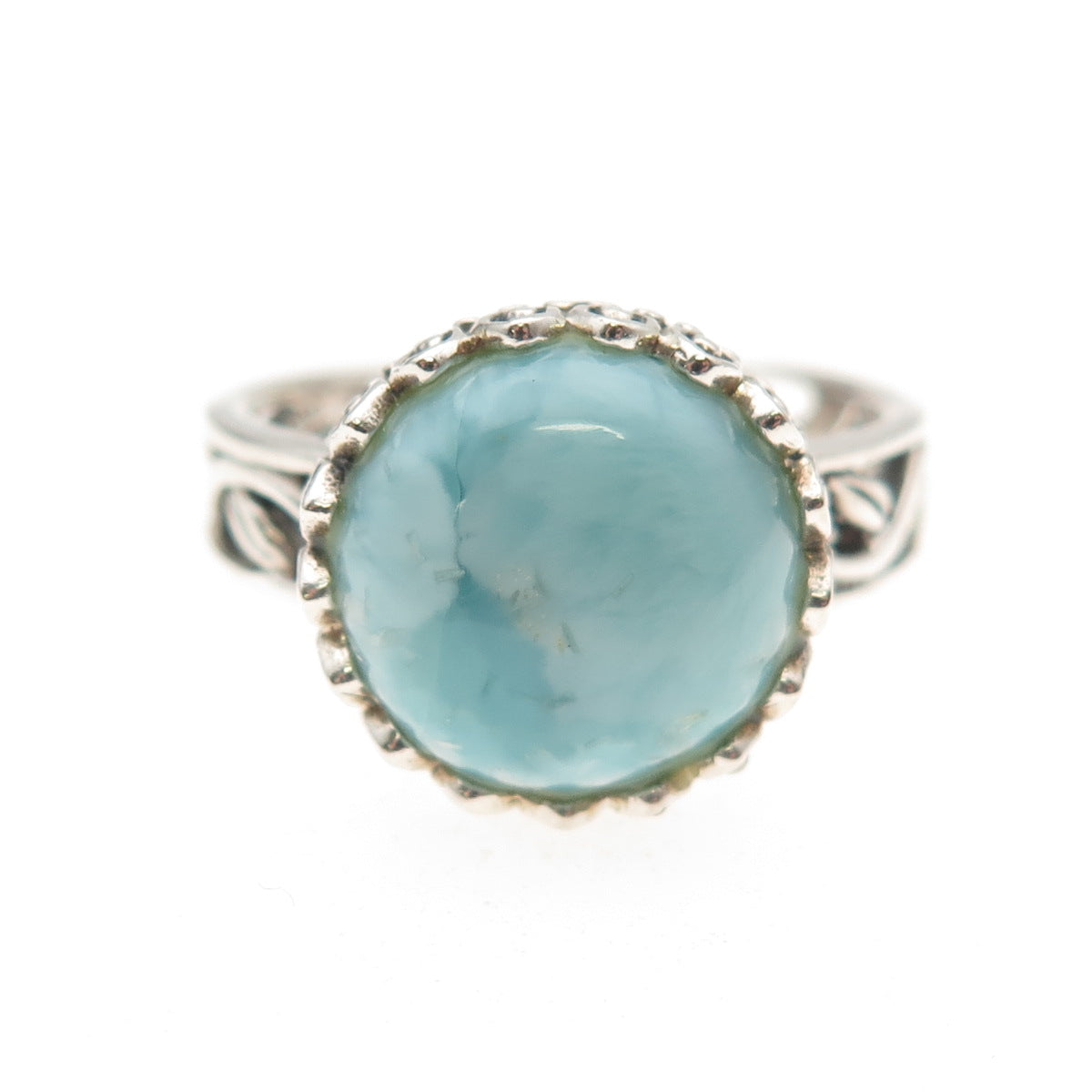 Noa Zuman 925 Sterling Silver Vintage Real Larimar Oxidized Ring Size 10