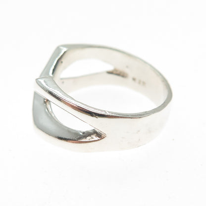 925 Sterling Silver Vintage Mexico Modernist Letter X Crisscross Ring Size 8.25
