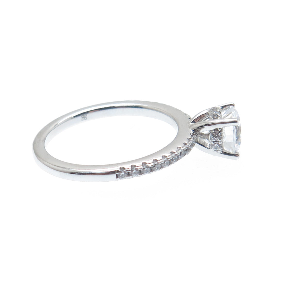 925 Sterling Silver Round-Cut Shaped C Z Engagement Ring Size 7.25