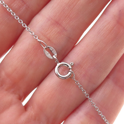 925 Sterling Silver Real Diamond & Pink Topaz Cable Chain Necklace 18"