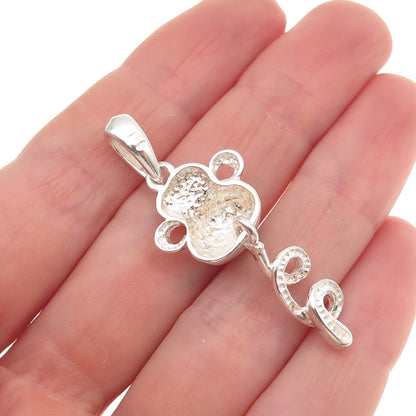 925 Sterling Silver Vintage Italy Enamel Twisted Monkey Charm Pendant