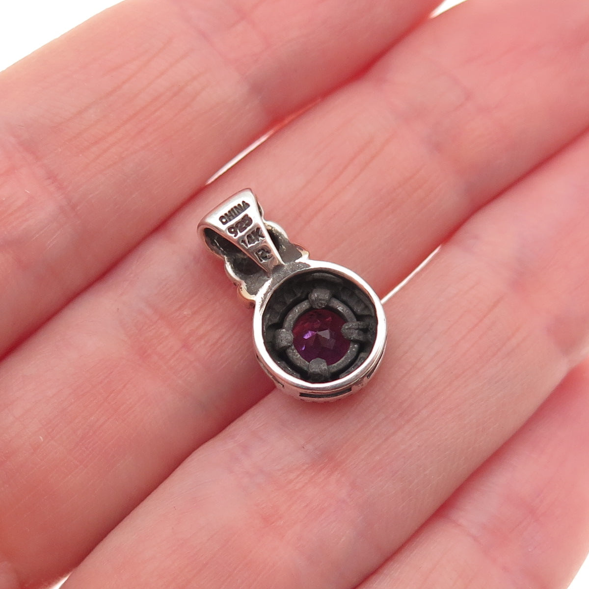 Ross Simons 925 Sterling Silver 14K Gold Real Amethyst Mini Charm Pendant