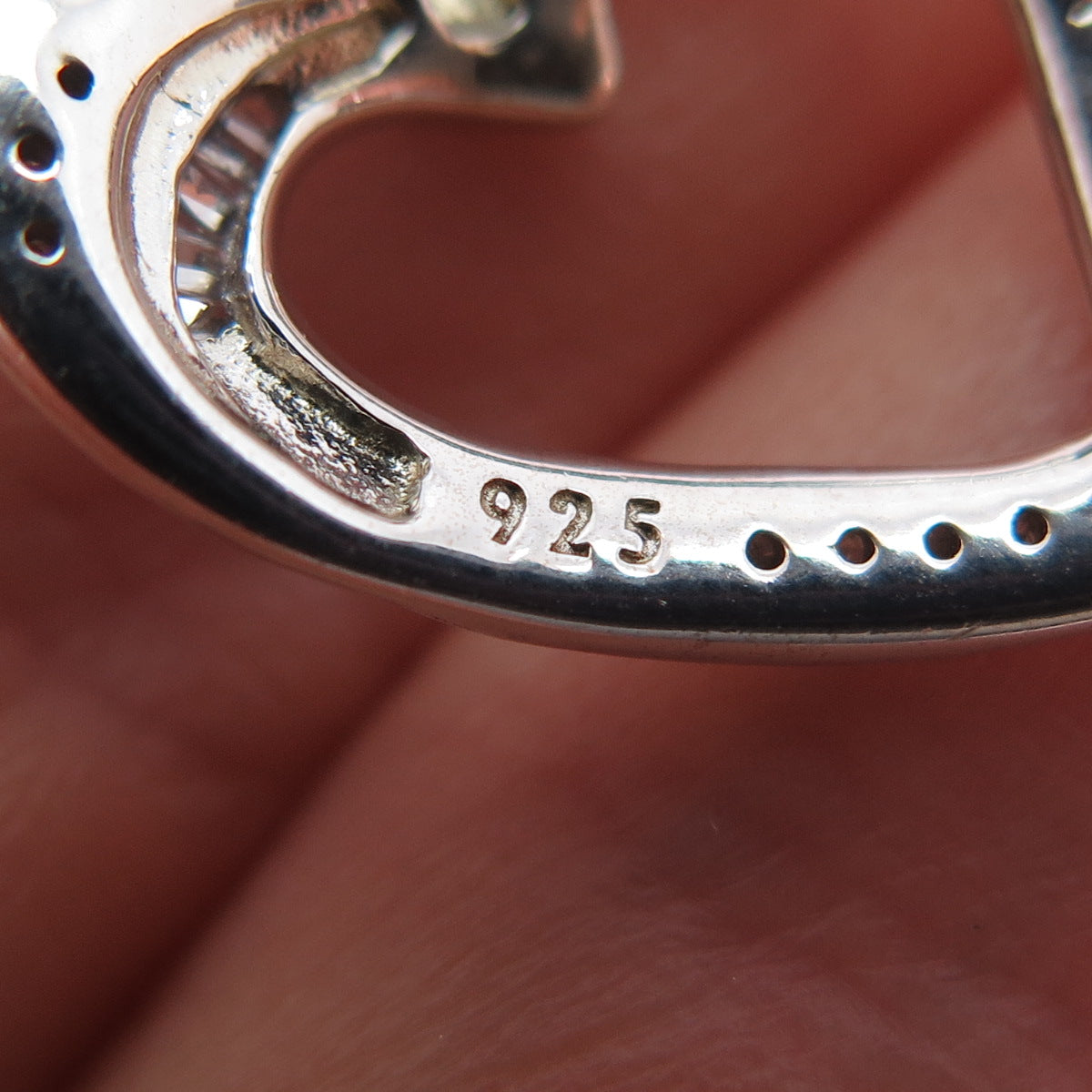 HAN Sterling Silver Real Round & Tapered Baguette-Cut Diamond Heart Mini Pendant