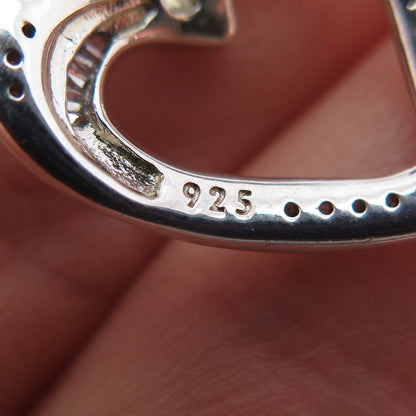 HAN Sterling Silver Real Round & Tapered Baguette-Cut Diamond Heart Mini Pendant