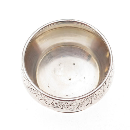 800 Silver Antique Art Deco Germany Engraved Floral Salt Cellar