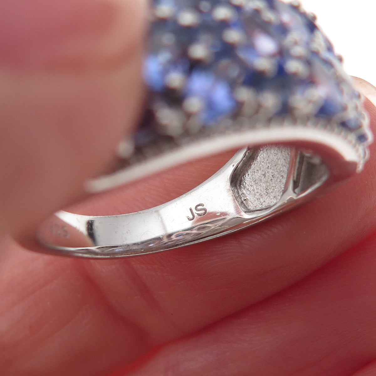 J. Stella 925 Sterling Silver Real Multi-Cut Tanzanite Ring Size 8.25