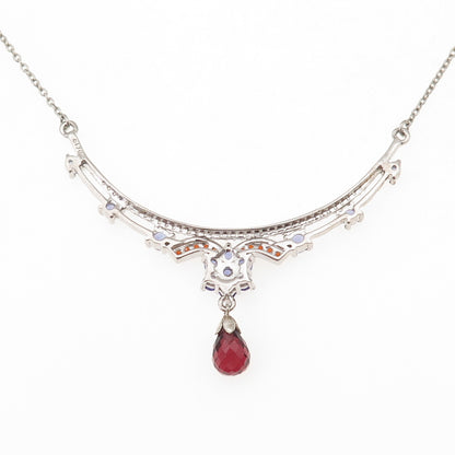 Chuck Clemency Sterling Silver Real Tanzanite Garnet & Topaz Chain Necklace 18"