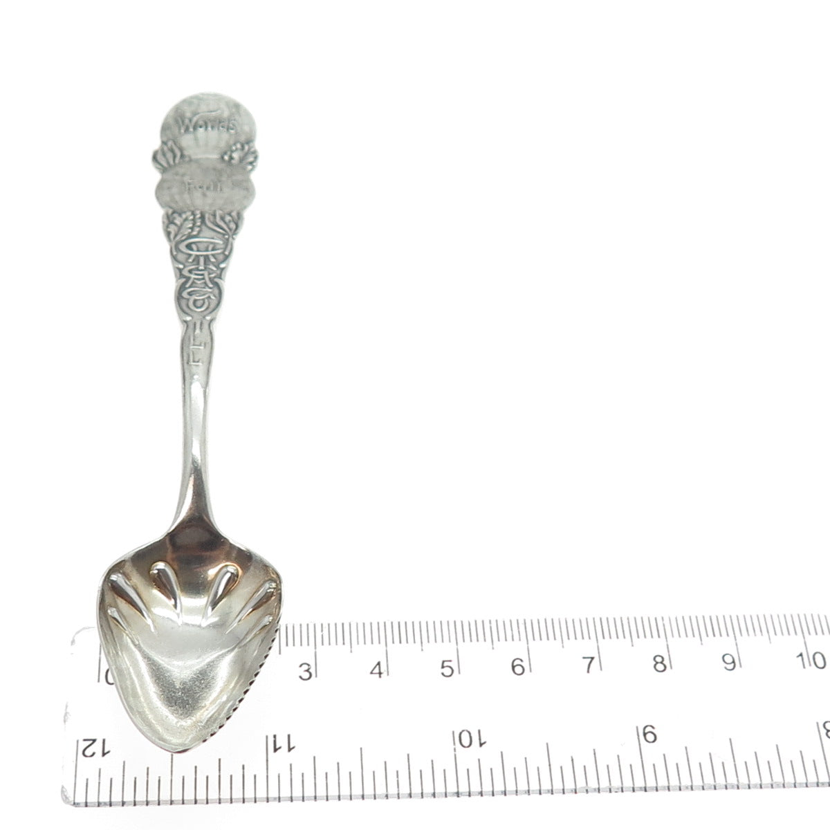 FRANK M. WHITING 925 Sterling Antique 1892 Chicago States & Cities Dessert Spoon