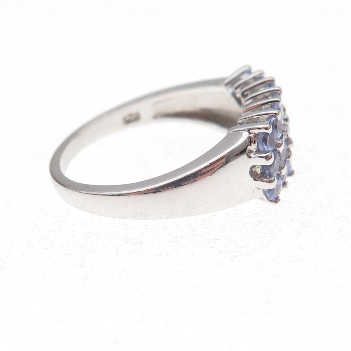 925 Sterling Silver Real Round-Cut Tanzanite Ring Size 8