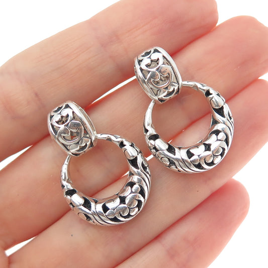 925 Sterling Silver Vintage Floral Ornate Door Knocker Earrings