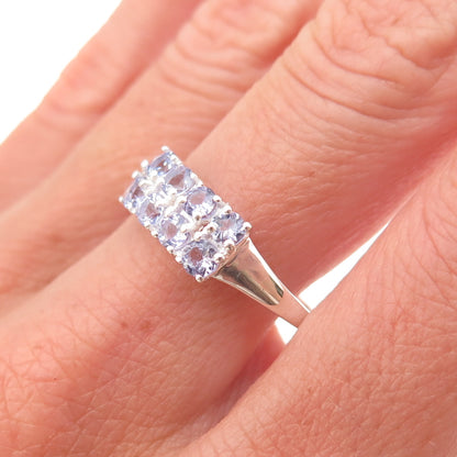 D'Joy 925 Sterling Silver Real Round-Cut Tanzanite Ring Size 10