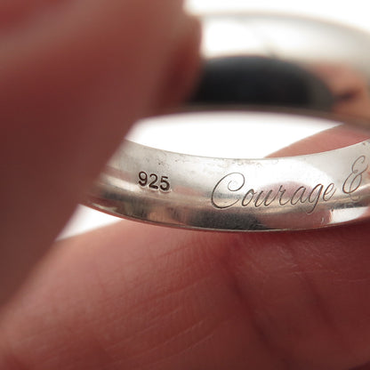 925 Sterling Silver Vintage Courage & Purity Classic Wedding Band Ring Size 8.25