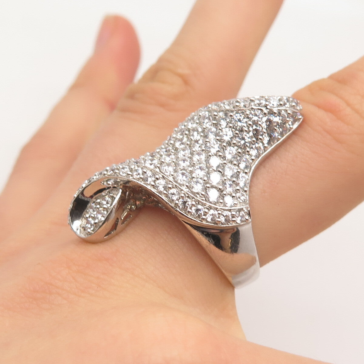 925 Sterling Silver MEDA C Z Twisted Ring Size 8