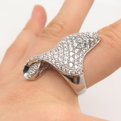 925 Sterling Silver MEDA C Z Twisted Ring Size 8