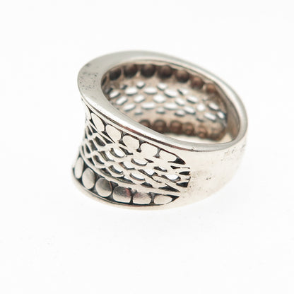925 Sterling Silver Vintage Modernist Dotted Oxidized Ring Size 5