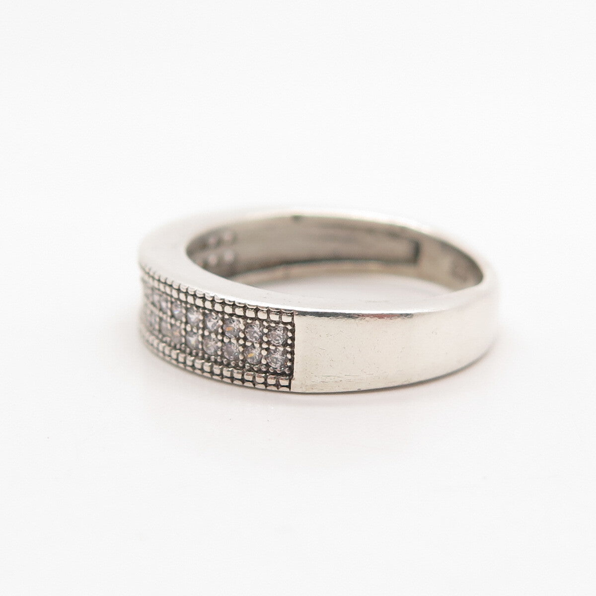 925 Sterling Silver Pave C Z Ring Size 6
