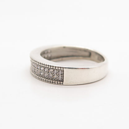 925 Sterling Silver Pave C Z Ring Size 6