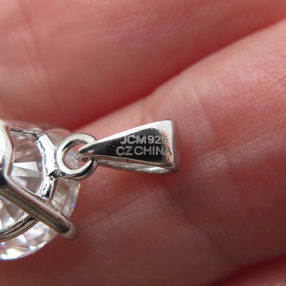 JCM JACMEL MAURITIUS 925 Sterling Silver Round-Cut C Z Minimalist Charm Pendant