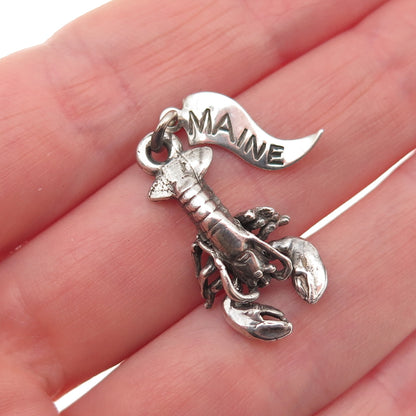 Pacific Jewelry 925 Sterling Silver Vintage Lobster Maine State Charm Pendant