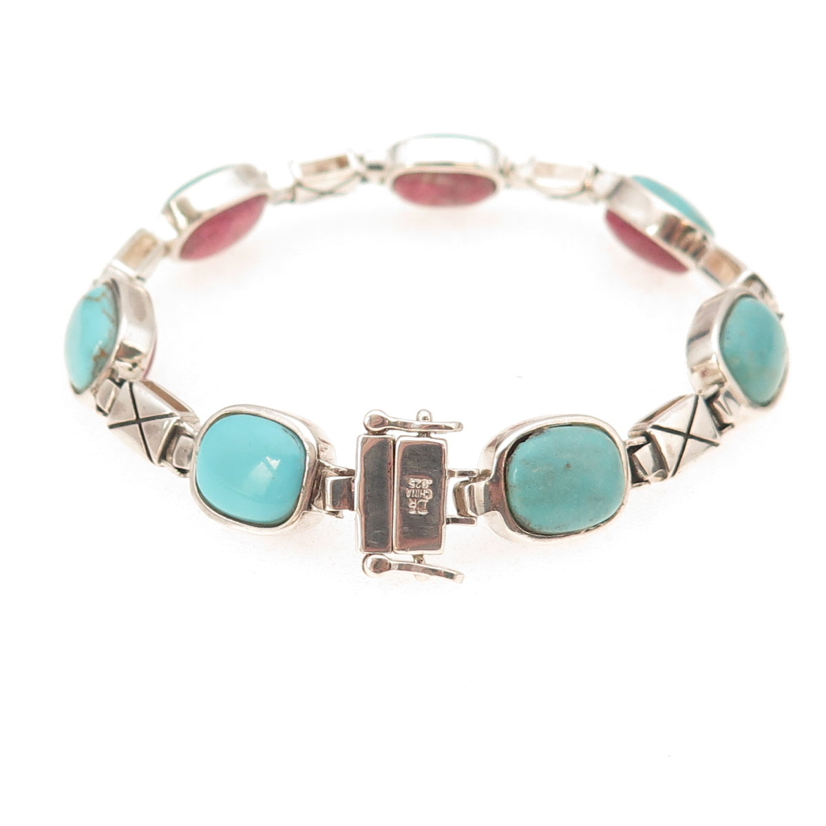 Jay King Desert Rose Sterling Vintage Real Multi-Gem Dual Sided Bracelet 6.25"