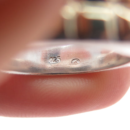 18K Gold 925 Sterling Silver Vintage Modernist Ring Size 8