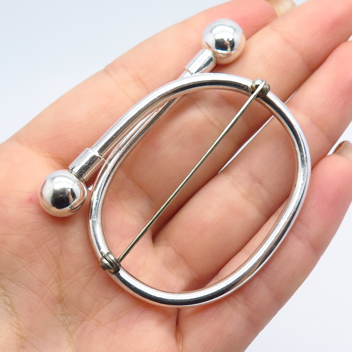 925 Sterling Silver Vintage Modernist Pin Brooch