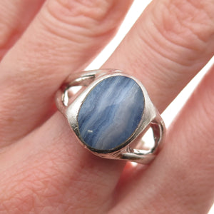Keybahi Lewis Navajo Old Pawn 925 Sterling Silver Vintage Agate Ring Size 11.75