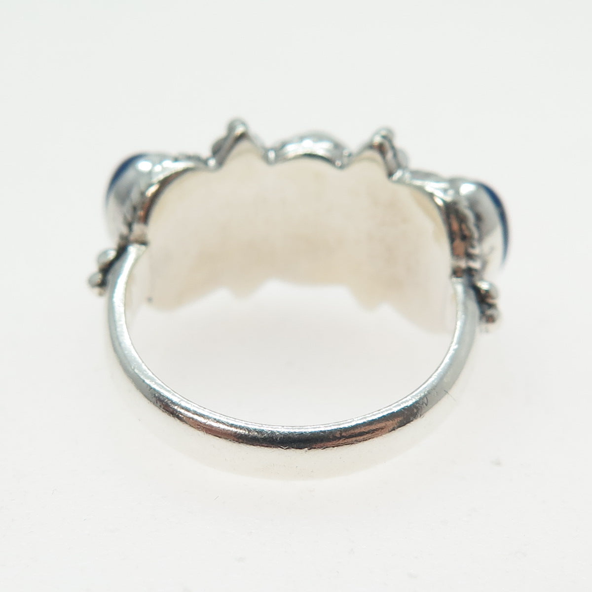 DOUG PAULUS Sterling Silver Vintage Real Lapis Beaded Oxidized Ring Size 6.25