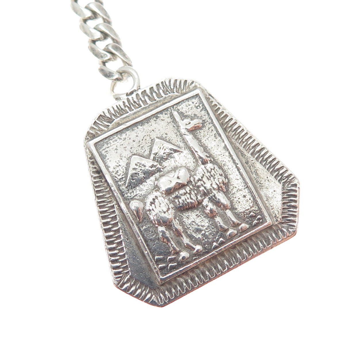 INDUSTRIA PERUANA 925 Sterling Silver Vintage Llama Key Fob Chain Holder