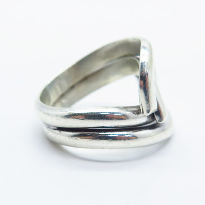925 Sterling Silver Vintage Modernist Ring Size 7.5