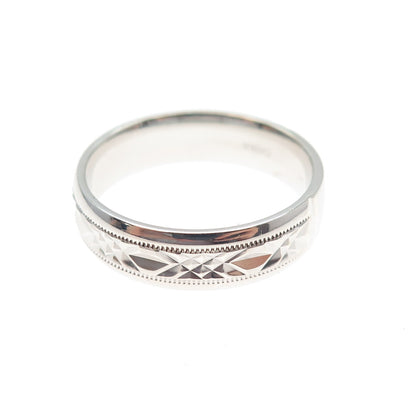925 Sterling Silver Diamond-Cut Crisscross Band Ring Size 10.25
