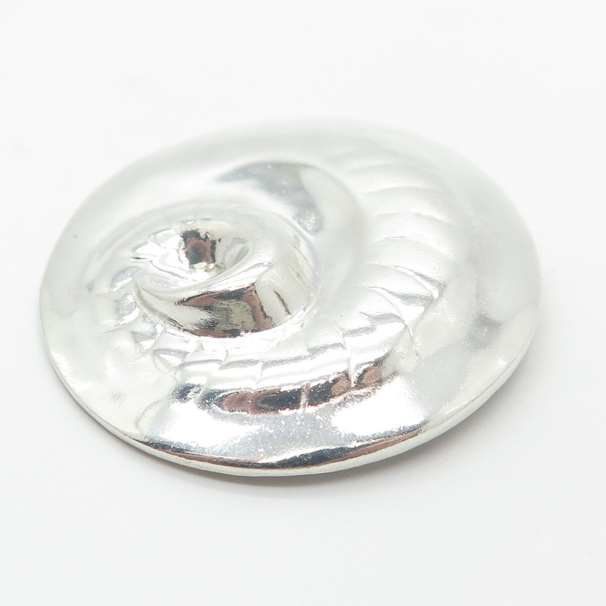 925 Sterling Silver Vintage Spiral Shell Pin Brooch