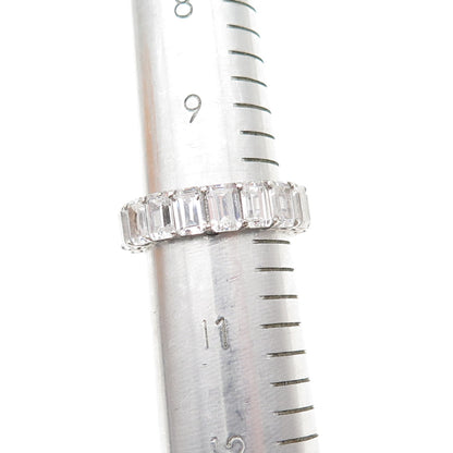 925 Sterling Silver Emerald-Cut C Z Eternity Band Ring Size 10.25