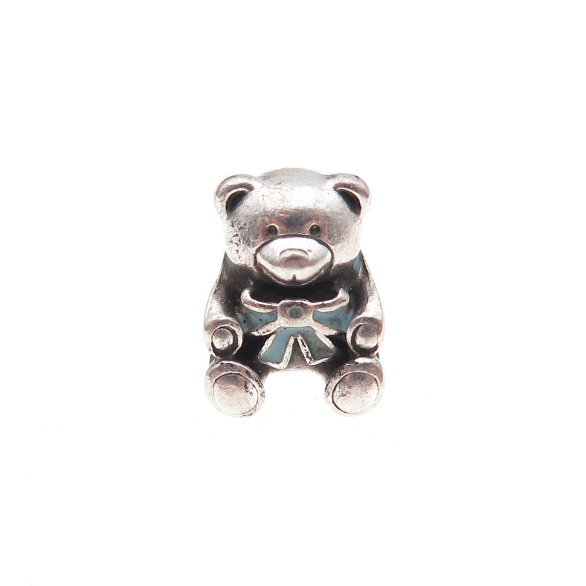 Pandora 925 Sterling Silver Enamel It's a Boy Teddy Bear Slide Bead Charm