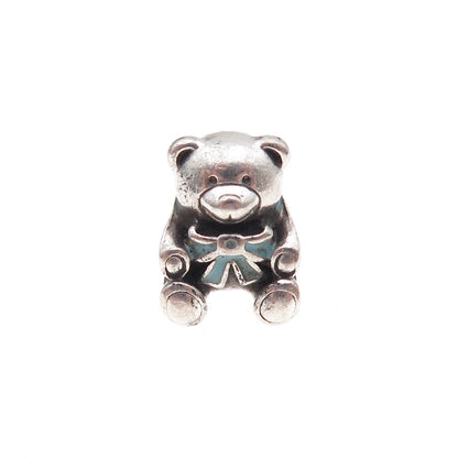 Pandora 925 Sterling Silver Enamel It's a Boy Teddy Bear Slide Bead Charm