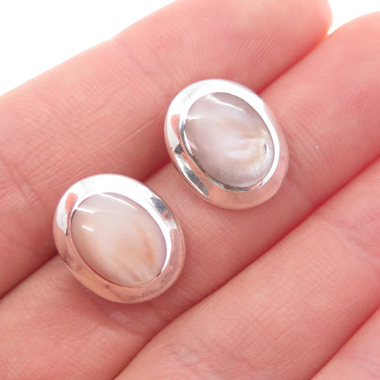 BOMA 925 Sterling Silver Vintage Real MOP Modernist Stud Earrings