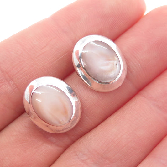 BOMA 925 Sterling Silver Vintage Real MOP Modernist Stud Earrings
