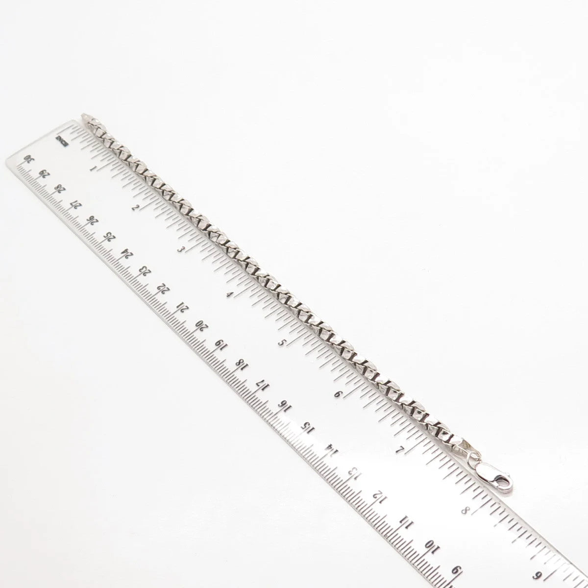 925 Sterling Silver Vintage Italy Box Link Bracelet 7.75"