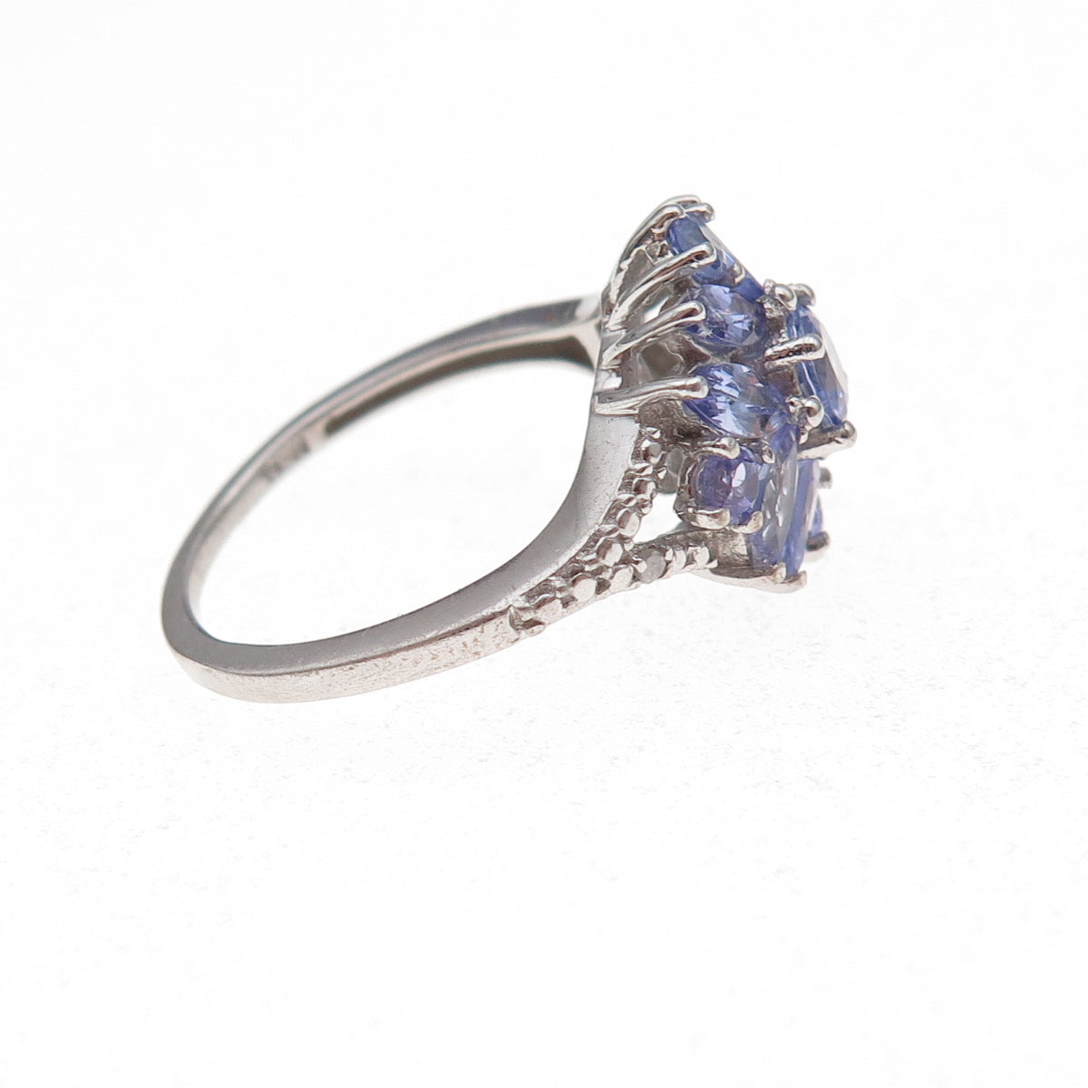 Chuck Clemency 925 Sterling Silver Real Diamond & Iolite Ring Size 6.75