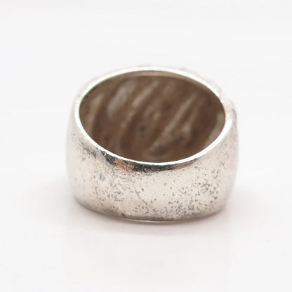 925 Sterling Silver Vintage Ribbed Domed Ring Size 7.75