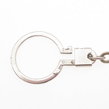 925 Sterling Silver Vintage Modernist Beaded Key Fob Chain Holder