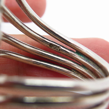 925 Sterling Silver Vintage Modernist Statement Ring Size 13.75