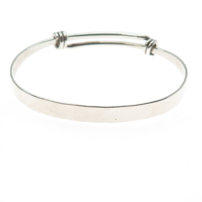 ED LEVIN 925 Sterling Silver Vintage Modernist Slide Bangle Bracelet 6.5-8"
