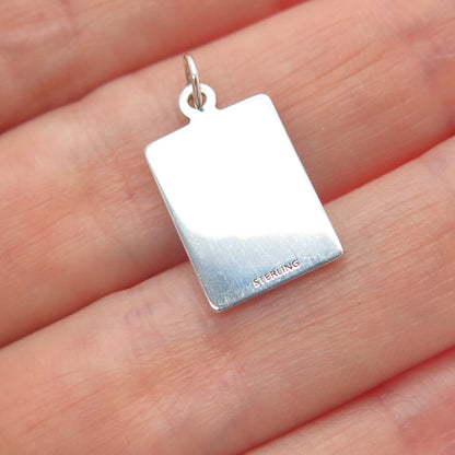 925 Sterling Silver Red Enamel Happy & Fulfilled Life Minimalist Charm Pendant