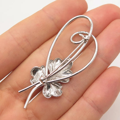 925 Sterling Silver Vintage Forstner Floral Pin Brooch