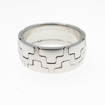 NEOS 925 Sterling Silver Textured Puzzle Band Ring Size 7.75