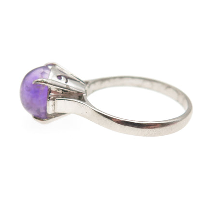 925 Sterling Silver Antique Art Deco Real Amethyst Ring Size 6.25