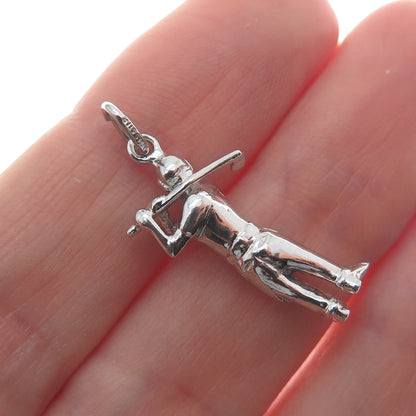 WELLS 925 Sterling Silver Vintage Golf Player Minimalist 3D Charm Pendant