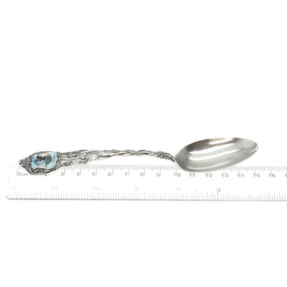 SHEPARD 925 Sterling Silver Antique Enamel Illinois States & Cities Coffee Spoon